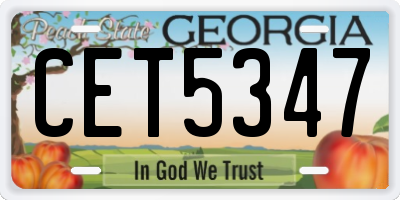 GA license plate CET5347