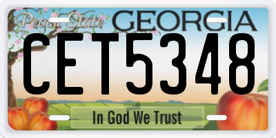 GA license plate CET5348