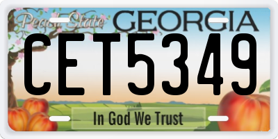 GA license plate CET5349