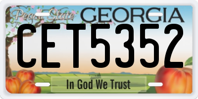 GA license plate CET5352