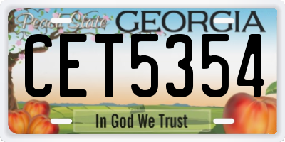 GA license plate CET5354