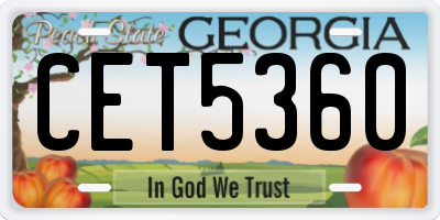 GA license plate CET5360
