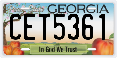 GA license plate CET5361