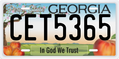 GA license plate CET5365