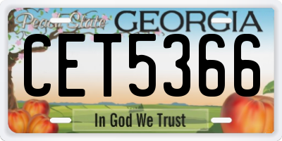 GA license plate CET5366