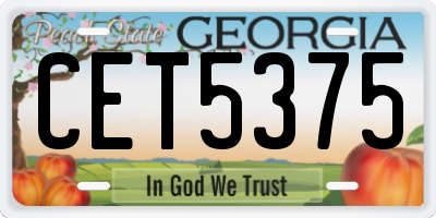 GA license plate CET5375