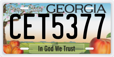 GA license plate CET5377