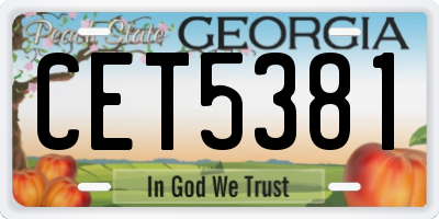 GA license plate CET5381