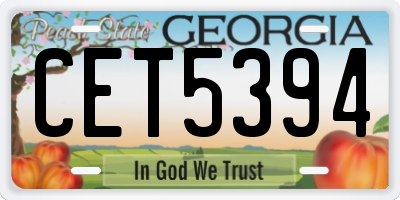 GA license plate CET5394