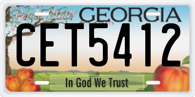 GA license plate CET5412