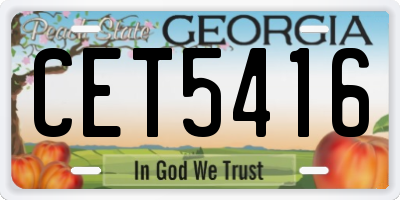 GA license plate CET5416