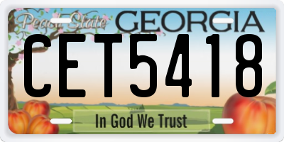 GA license plate CET5418