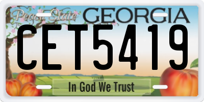 GA license plate CET5419