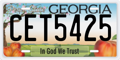 GA license plate CET5425