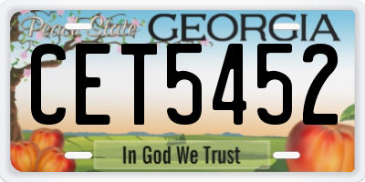 GA license plate CET5452