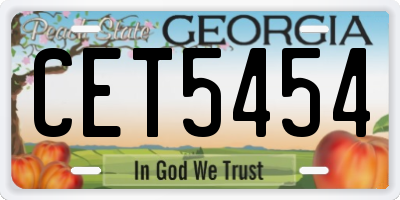 GA license plate CET5454