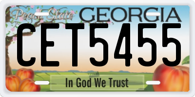 GA license plate CET5455