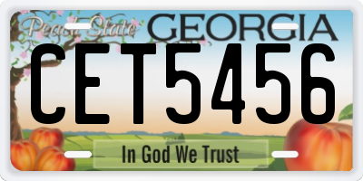 GA license plate CET5456
