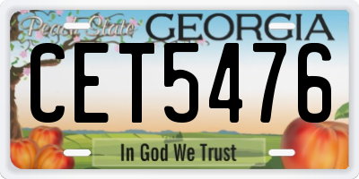 GA license plate CET5476