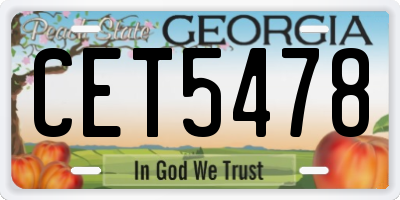 GA license plate CET5478