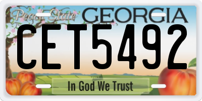 GA license plate CET5492