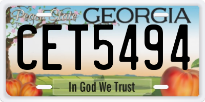 GA license plate CET5494