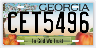GA license plate CET5496