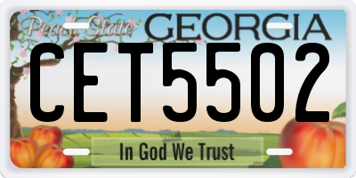 GA license plate CET5502