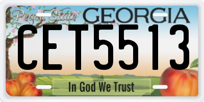 GA license plate CET5513