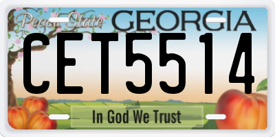 GA license plate CET5514