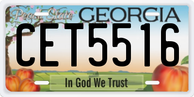 GA license plate CET5516
