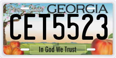 GA license plate CET5523