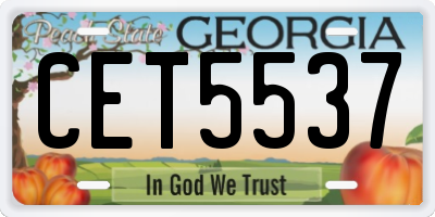GA license plate CET5537