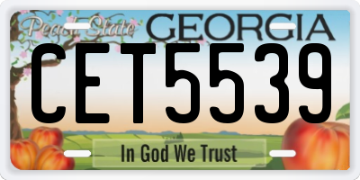 GA license plate CET5539