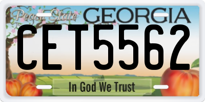 GA license plate CET5562