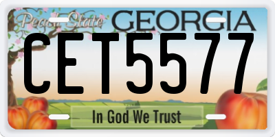GA license plate CET5577