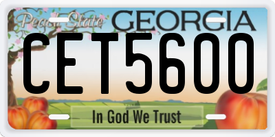 GA license plate CET5600