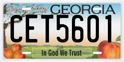 GA license plate CET5601