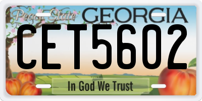 GA license plate CET5602