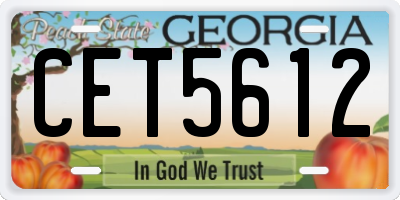 GA license plate CET5612