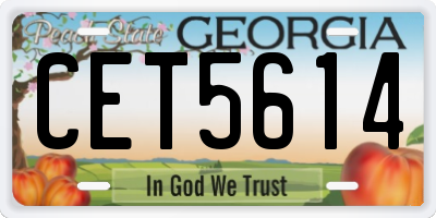 GA license plate CET5614