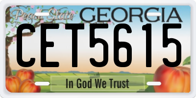 GA license plate CET5615