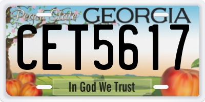 GA license plate CET5617