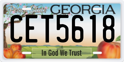GA license plate CET5618