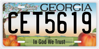 GA license plate CET5619