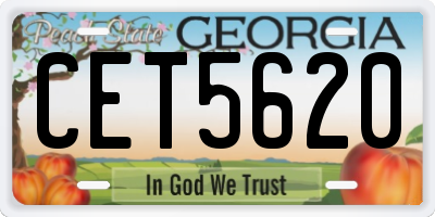 GA license plate CET5620