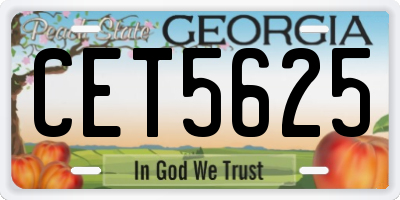 GA license plate CET5625