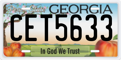 GA license plate CET5633