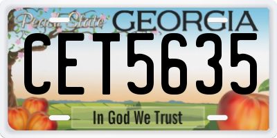 GA license plate CET5635