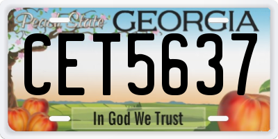 GA license plate CET5637